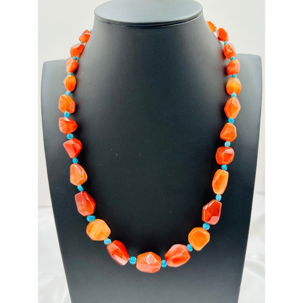 Rare Jay King Mine Finds Carnelian Turquoise Sterling Silver 925 Necklace NIB